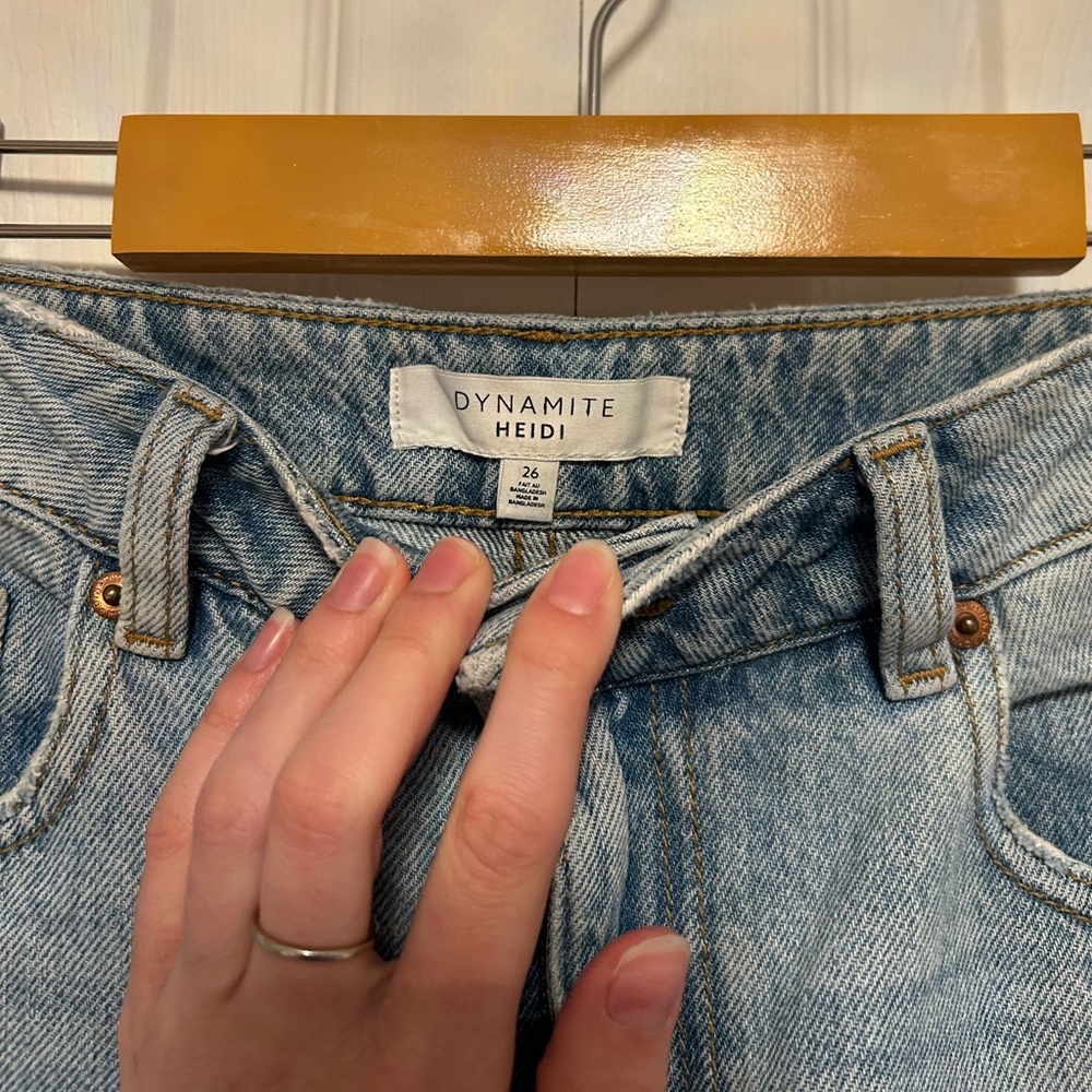 Dynamite Distressed Wide Leg Jeans in Light Blue Denim Women’s Size 26 - Picture 4 of 4